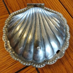 Vintage Silver Plate Clam Shell Caviar Serving Dish By Leonard Hong Kong